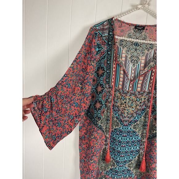 Tolani Chloe Multi Color Floral Pattern 100% Silk Mini Dress/Swin Cover Size XL - Picture 4 of 8